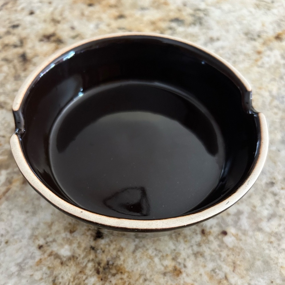 Brown Ceramic Ashtray with pedestal bottom